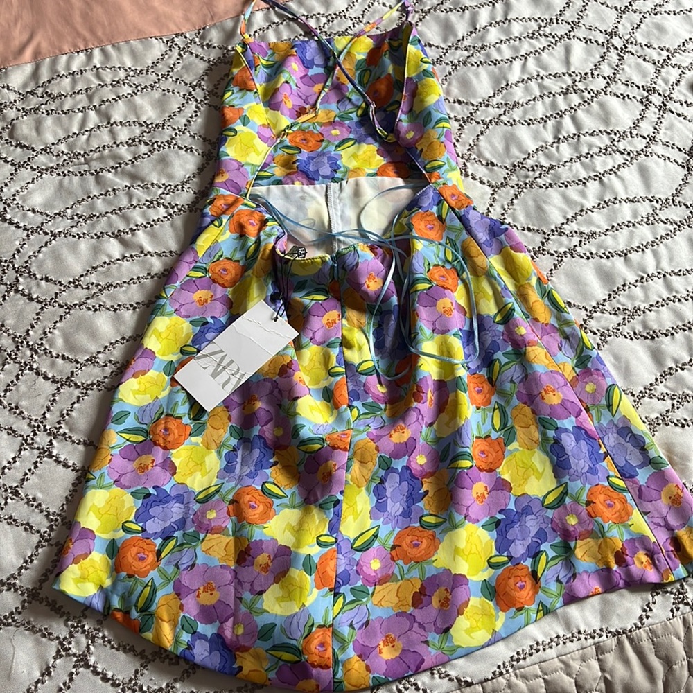 NWT Zara Floral Cross-Back Dress